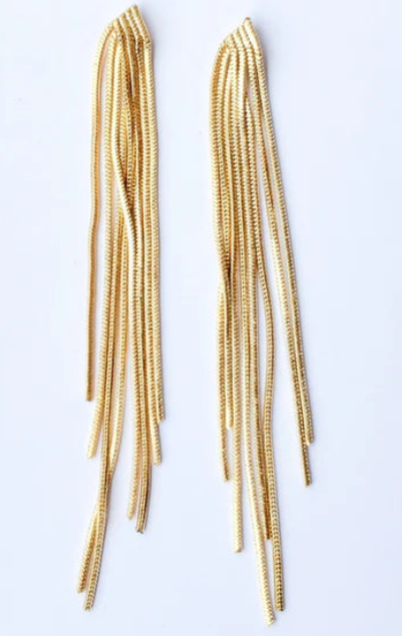 Metal Fringe Earring in gold by Virtue
