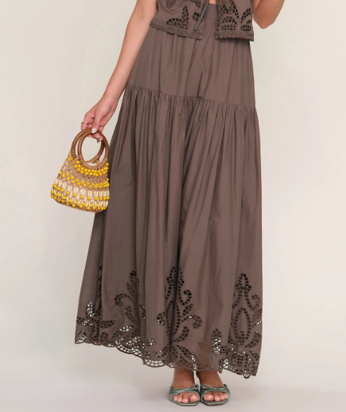Arly Eyelet Maxi Skirt in coco by Heartloom