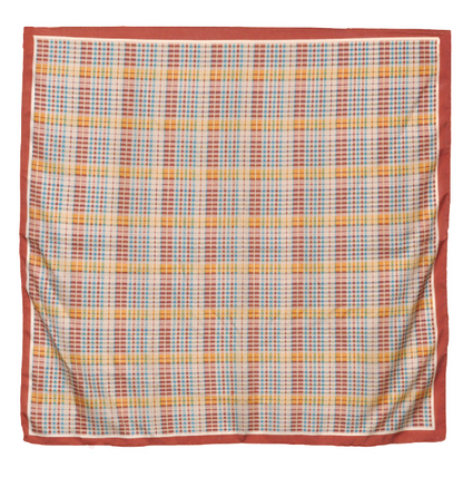 Plaid Printed Silky Bandana Scarf in brown