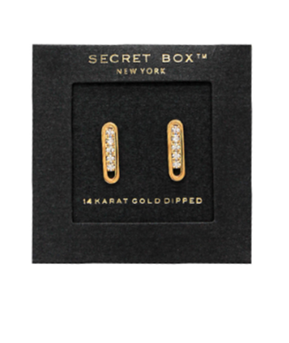 Oval Bar CZ Stud Earrings in gold