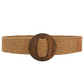 Wooden Circle Buckle Belt in cognac