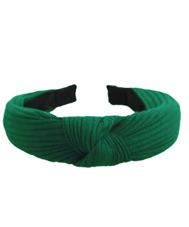 Knotted Rib Knit Headband in dark green