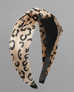 Leopard Knotted Headband in beige