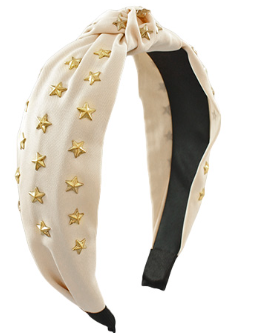 Star Studded Knotted Headband in ivory
