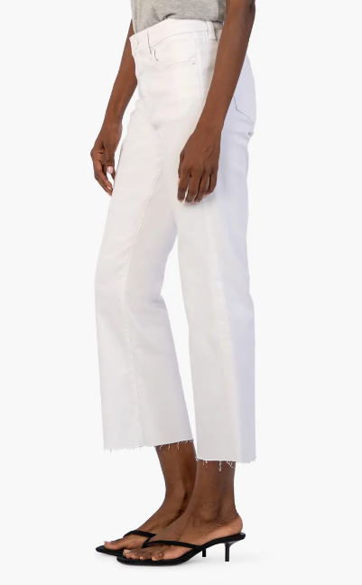 Kelsey High Rise Ankle Flare in optic white by KUT Denim