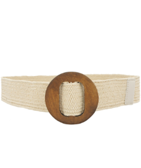 Wooden Circle Buckle Belt in ivory