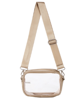 Camera Bag Style Clear Crossbody in gold