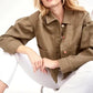 Puff Sleeve Cotton Twill Jacket in army by 209