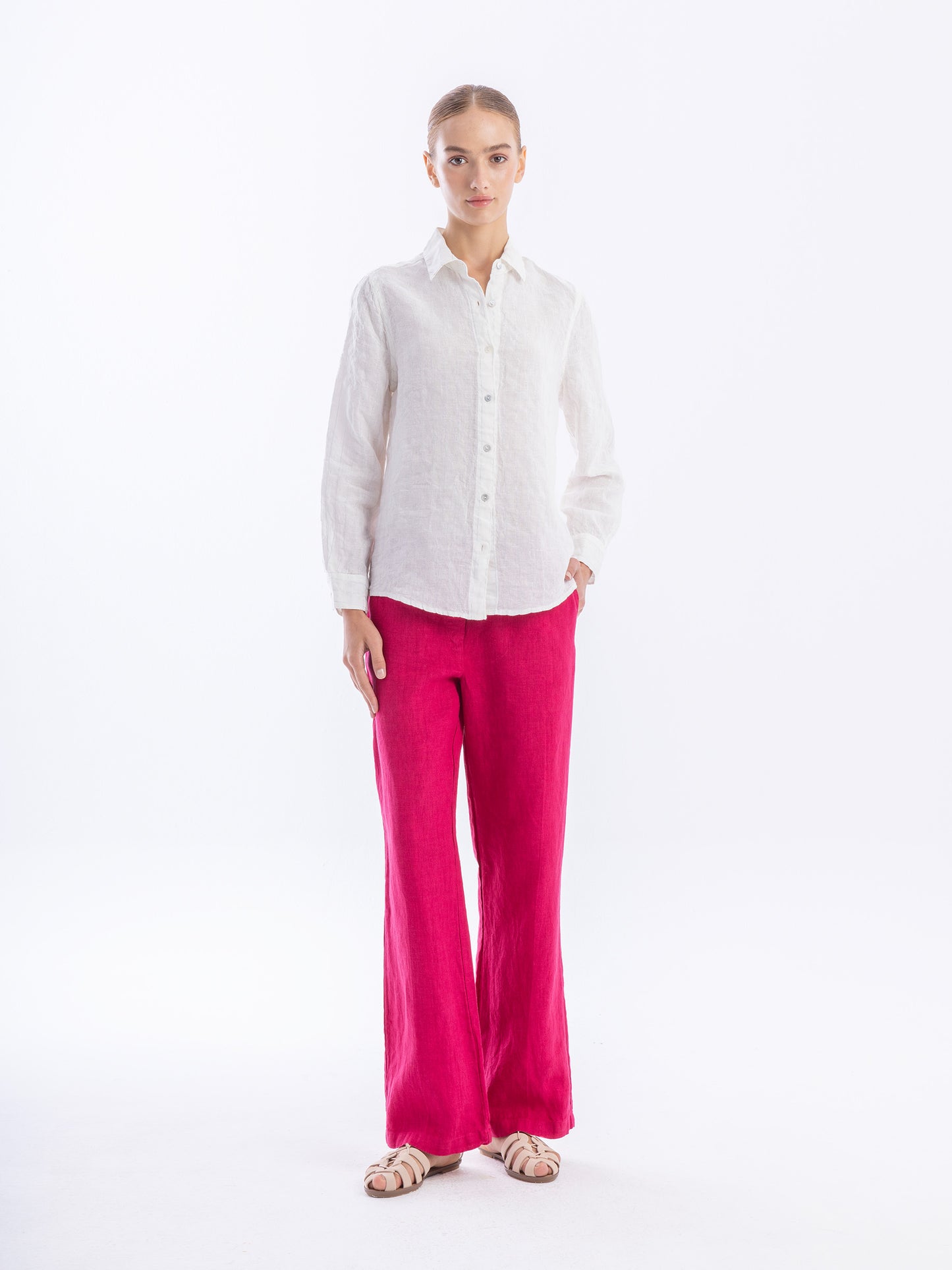 Linen Striped Shirt in beach by Haris Cotton
