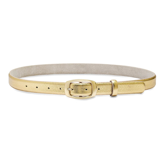 Mini Oakwood Leather Belt in metallic gold by Laurel & Gold