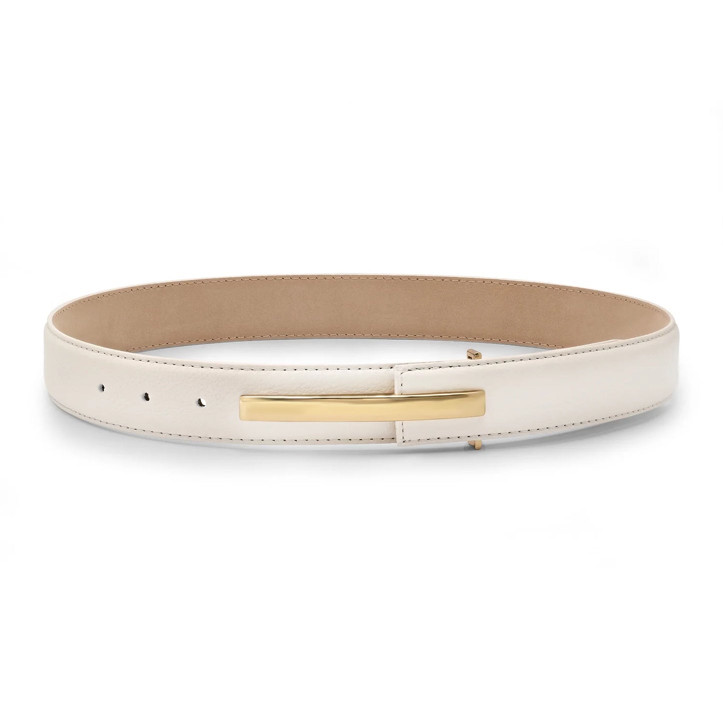 Rosewood Leather Belt in eggshell/gold by Laurel & Gold