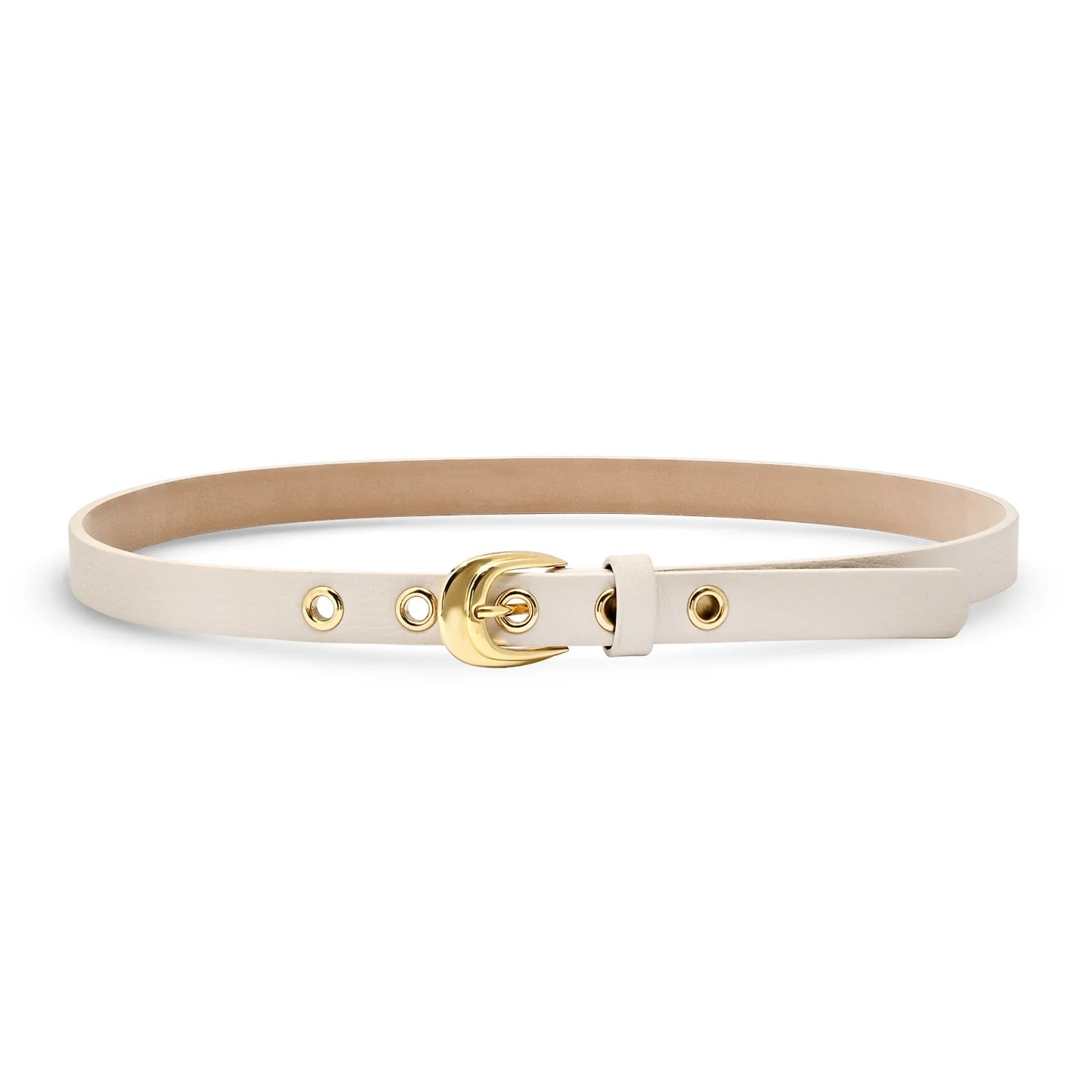 Sawtelle Leather Belt in eggshell/gold by Laurel & Gold