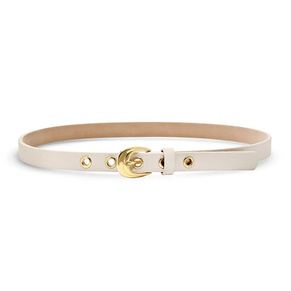 Sawtelle Leather Belt in eggshell/gold by Laurel & Gold