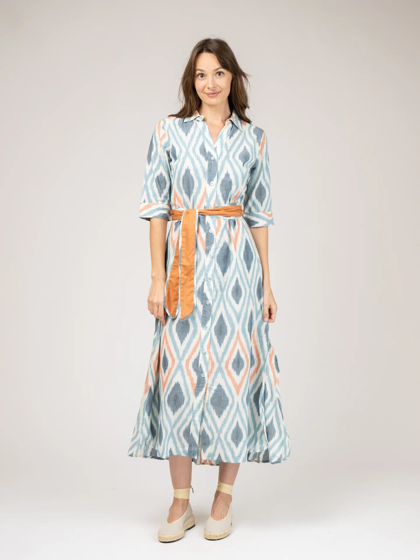 Eloise Sundown Ikat Dress in blue by Beau & Ro L