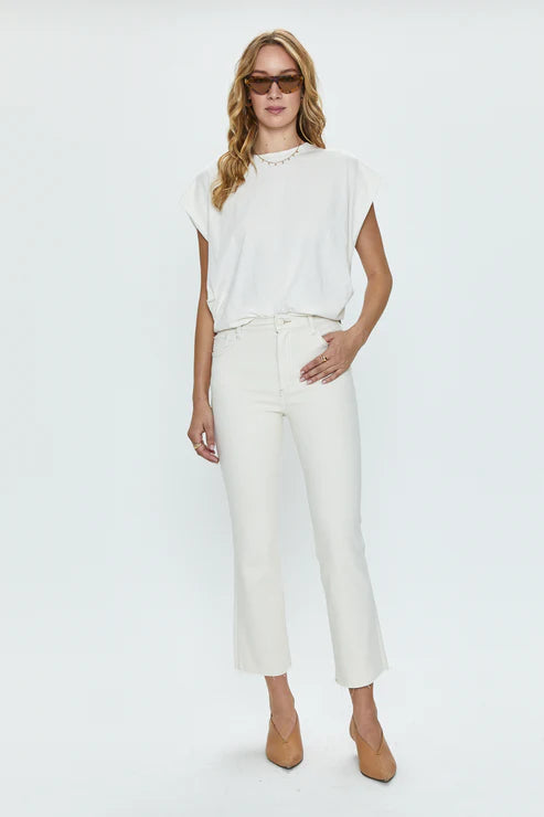 Lennon High Rise Crop Boot in sand stone by Pistola