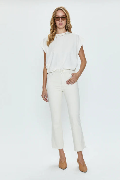Lennon High Rise Crop Boot in sand stone by Pistola