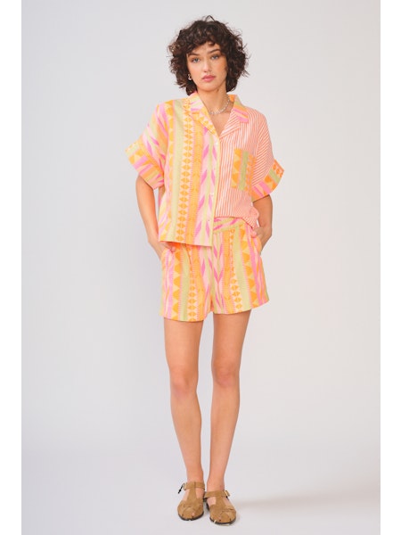 Bexley Printed Top in pink driveway by dRA