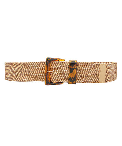 Tortoise Buckle Straw Belt in tan/mocha