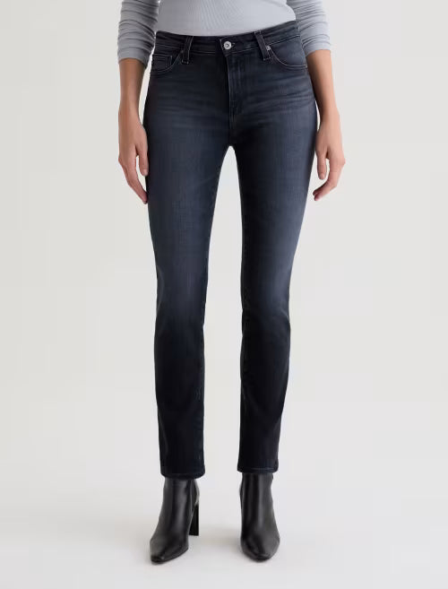 Mari High Rise Slim Straight Crop in glitch by AG
