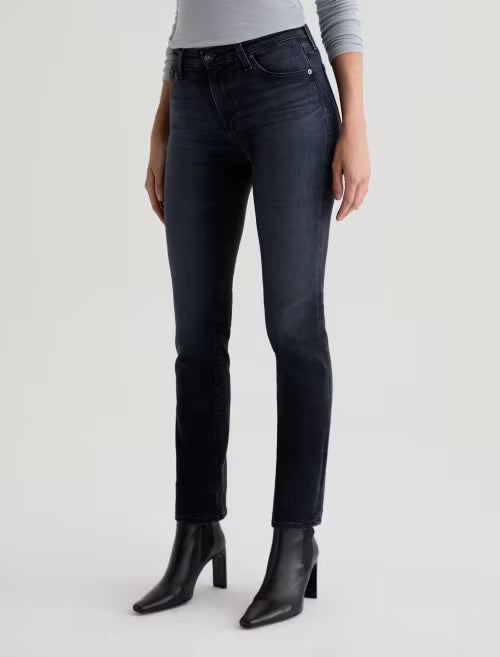 Mari High Rise Slim Straight Crop in glitch by AG