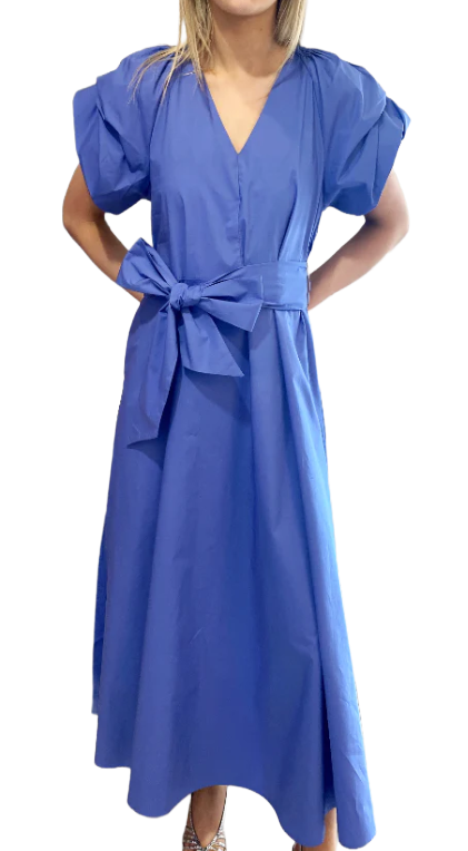 Short Sleeve Poplin Maxi Dress in royal by Psophia