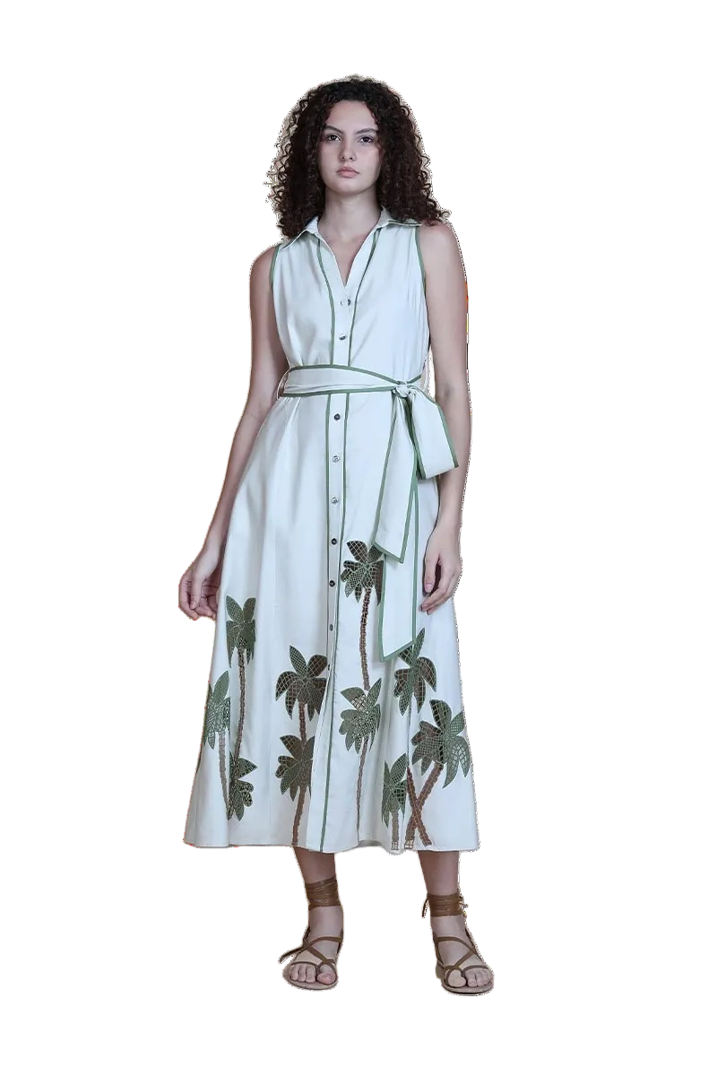 Revati Palm Tree Maxi Dress in breezy beige by Blank