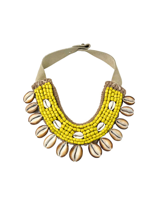 Cowrie Collar Necklace in yellow by Twine & Twig