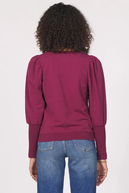 Tara Puff Sleeve Sweatshirt in bordeaux by Another Love