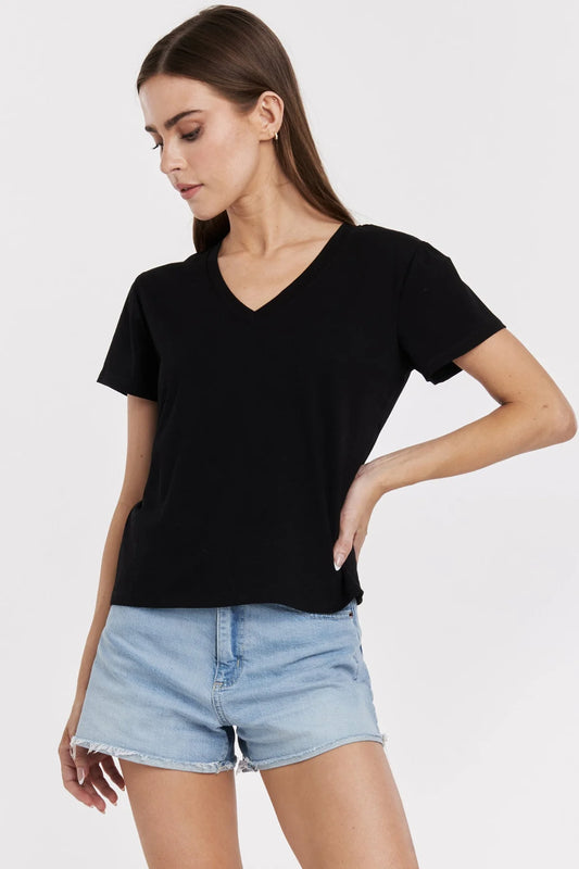 Amaya V-Neck T-shirt in black by Another Love