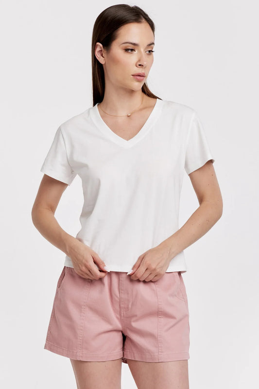Amaya V-Neck T-shirt in white by Another Love