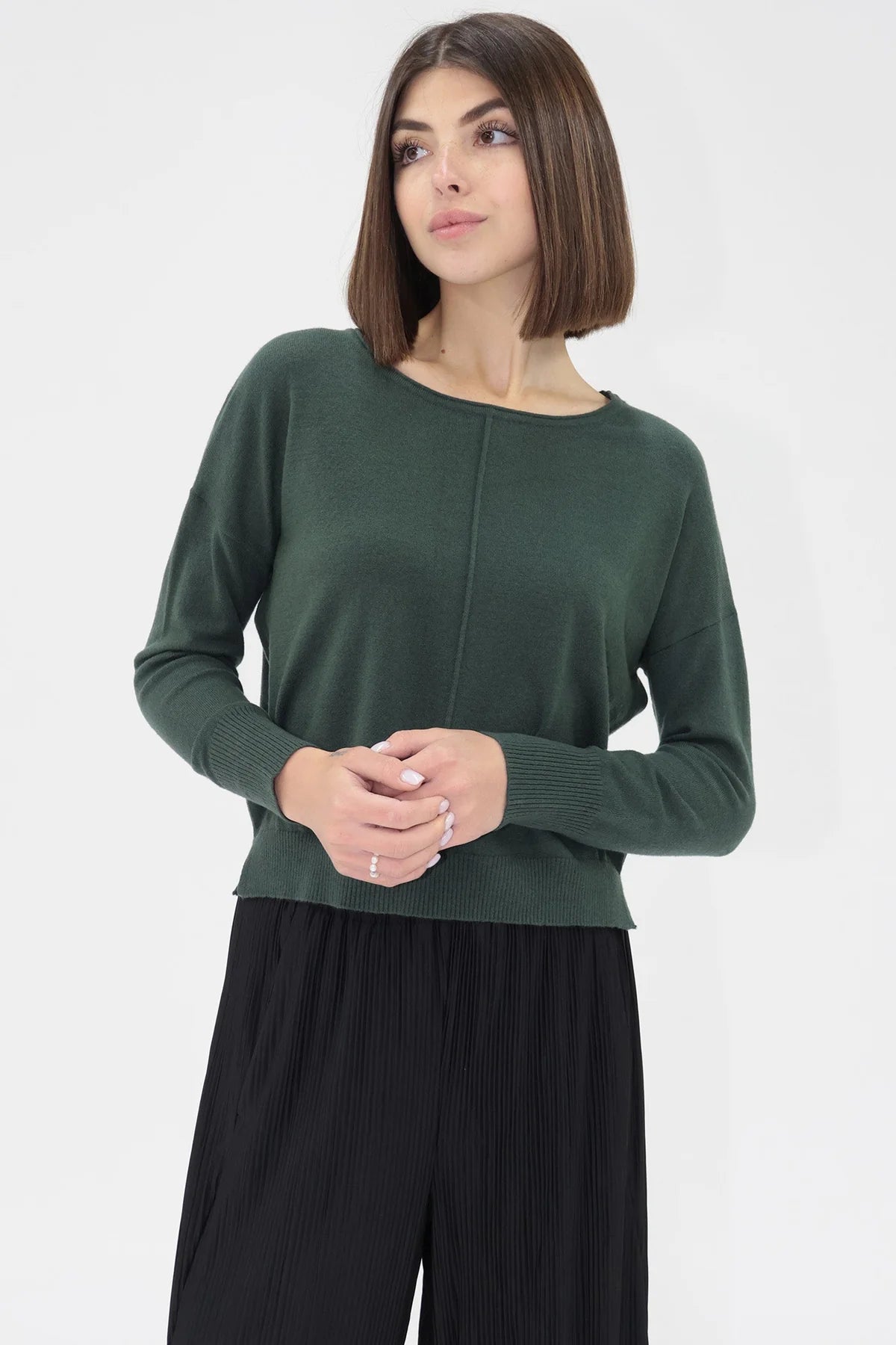 Pema Drop Shoulder Sweater in rainforest by Another Love