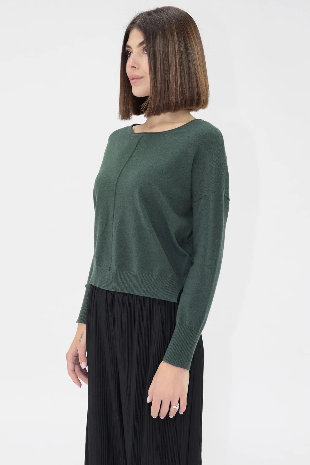Pema Drop Shoulder Sweater in rainforest by Another Love