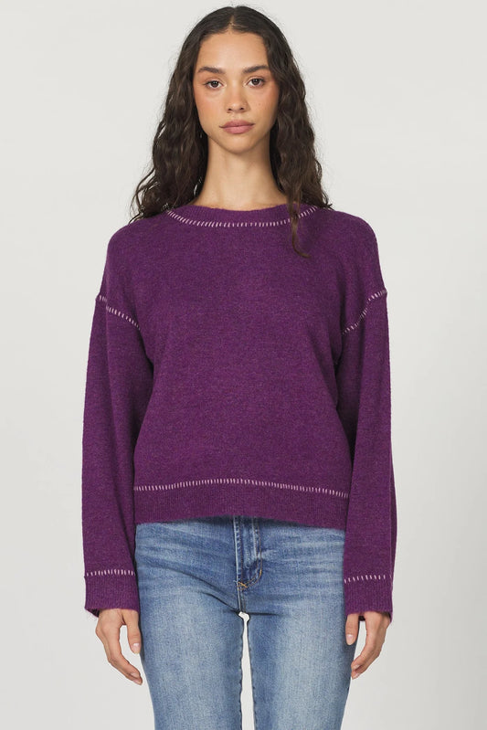 Millie Long Sleeve Sweater in dark heather orchid by Another Love