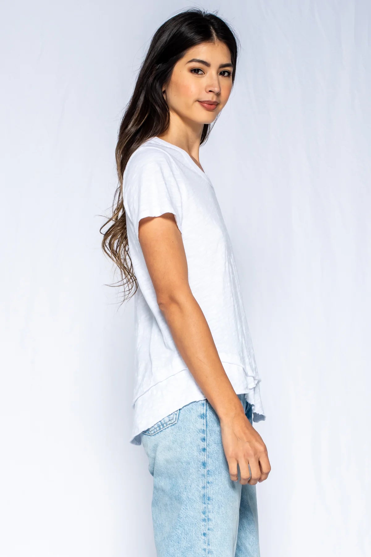 Short Sleeve Mock Layer in white by Wilt