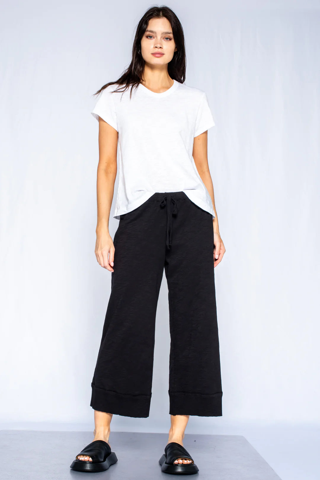 Crop Drawstring Elastic Waist Pant in thistle by Wilt