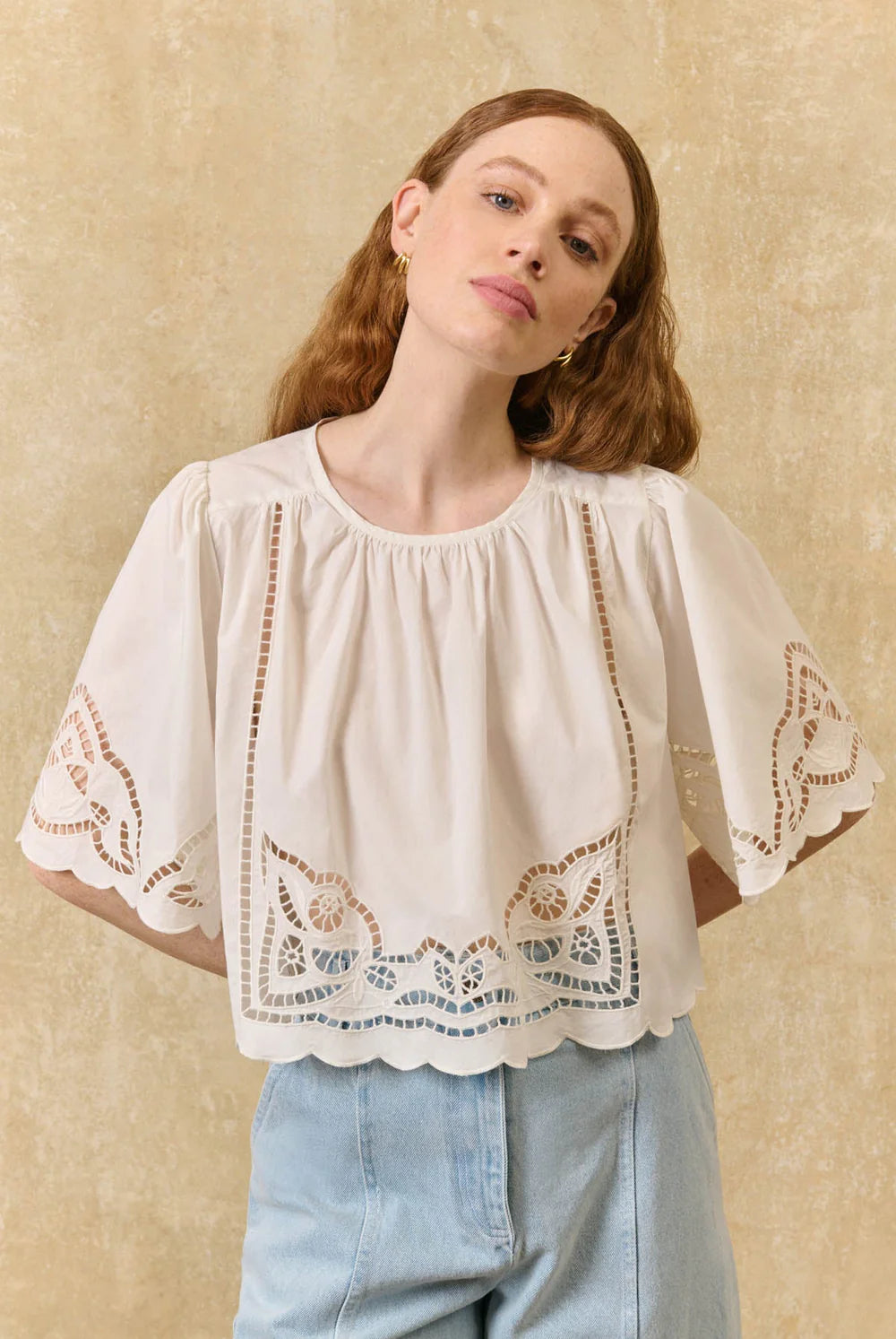 Louvia Poplin Blouse in off white by Louise Misha