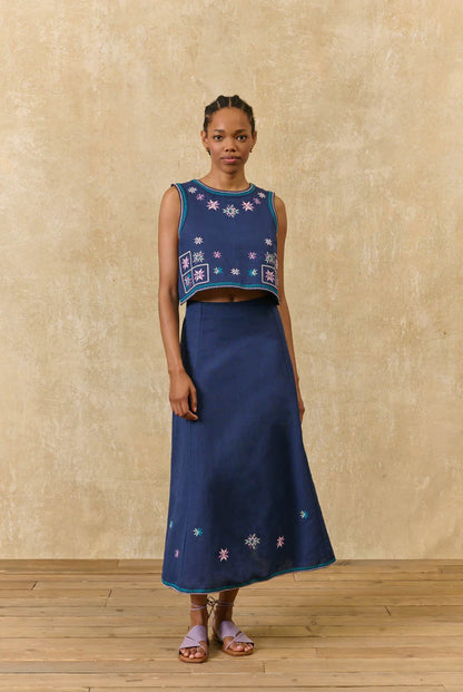 Dafne Canvas Skirt in midnight by Louise Misha