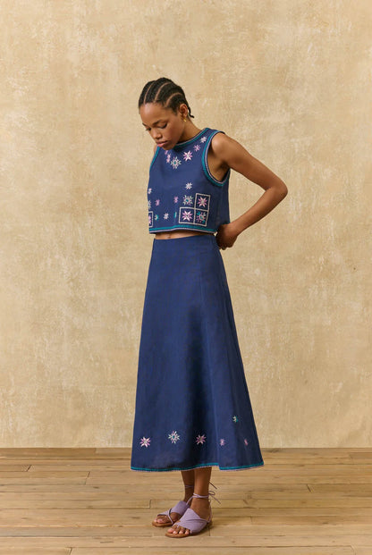 Dafne Canvas Skirt in midnight by Louise Misha