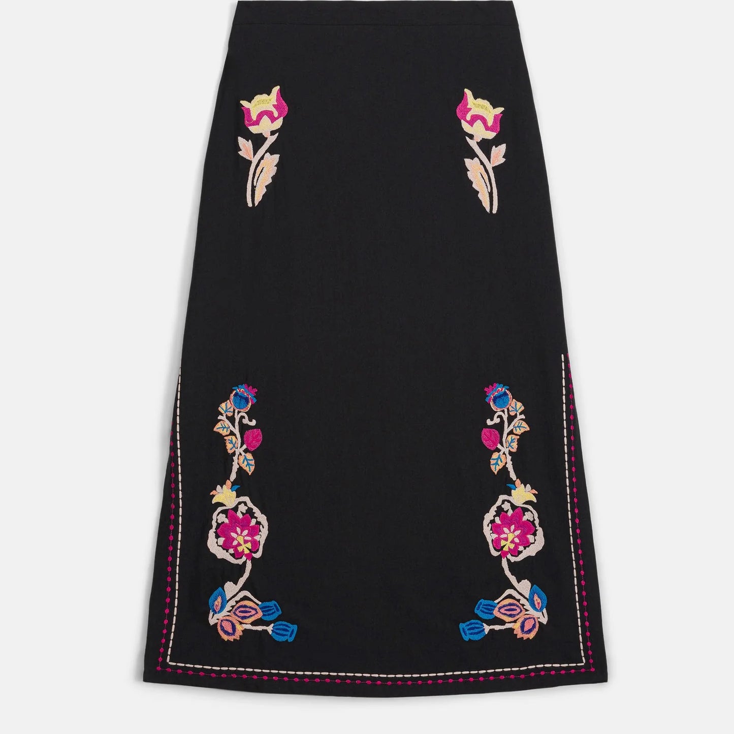 Amarante Embroidered Midi Skirt in black by Louise Misha
