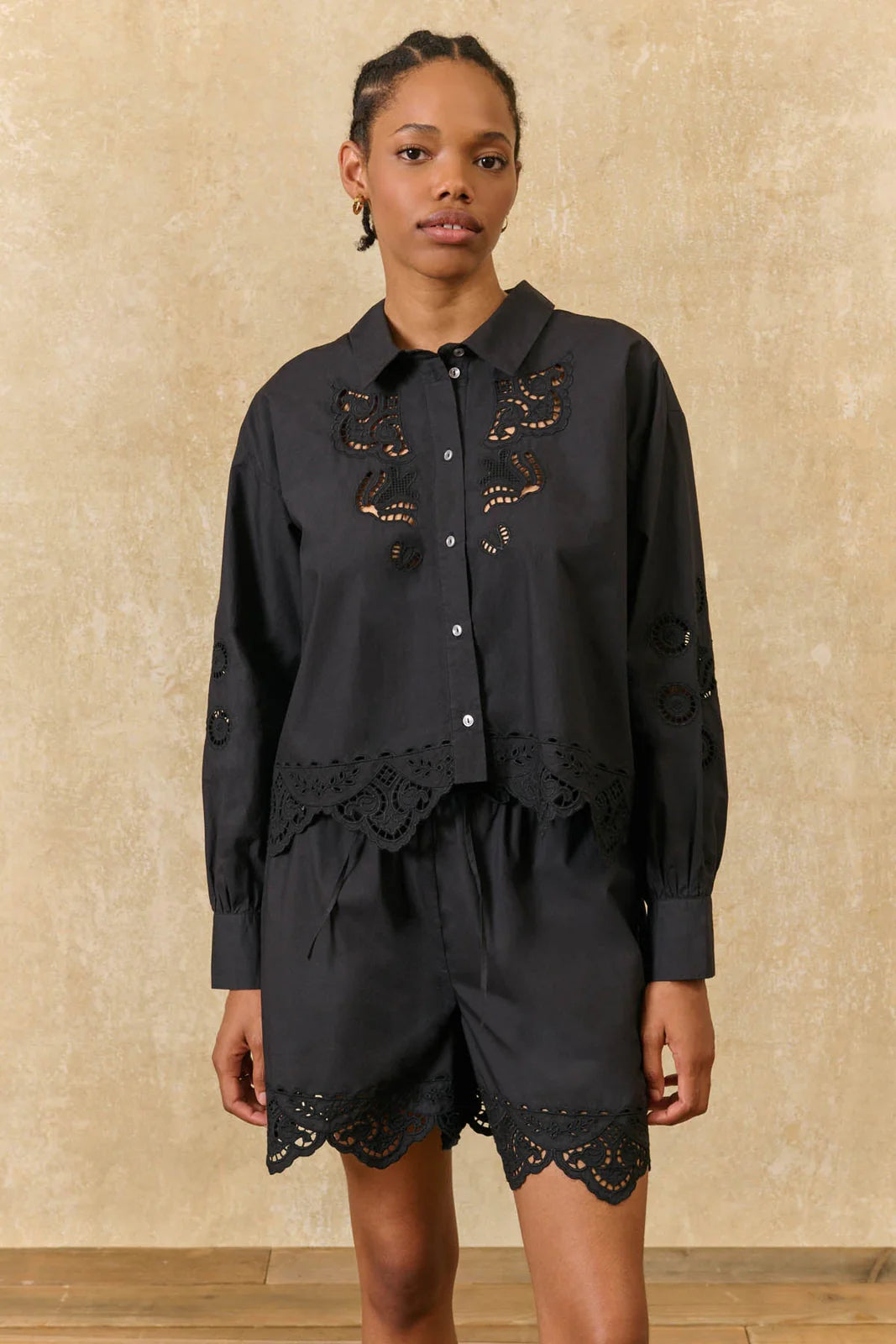 Rafael Poplin Shirt in black by Louise Misha