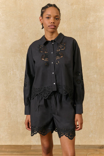 Rafael Poplin Shirt in black by Louise Misha