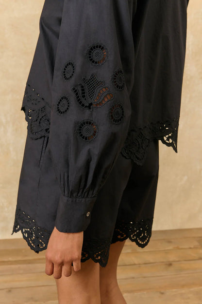 Rafael Poplin Shirt in black by Louise Misha