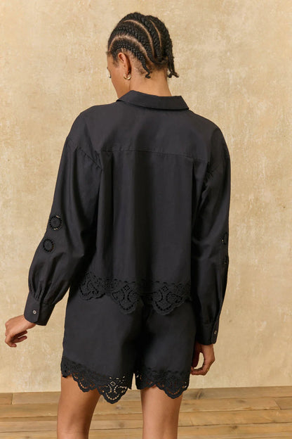 Rafael Poplin Shirt in black by Louise Misha