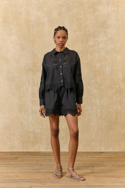 Rafael Poplin Shirt in black by Louise Misha