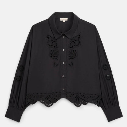 Rafael Poplin Shirt in black by Louise Misha