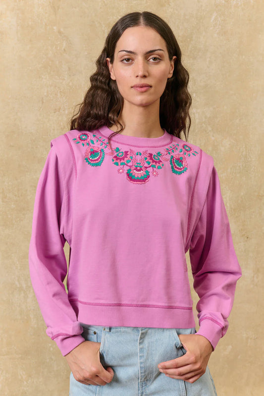 Ostrea Embroidered Sweatshirt in dusty pink by Louise Misha