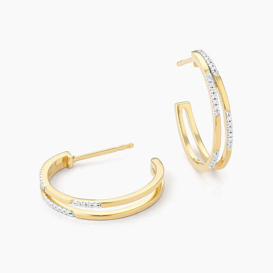 Alternate Bar Medium Hoop Earrings in gold by Ella Stein