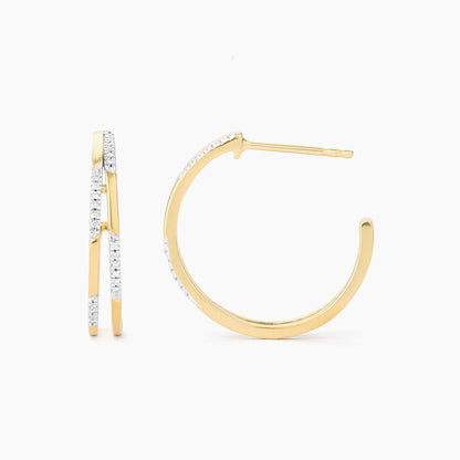 Alternate Bar Medium Hoop Earrings in gold by Ella Stein