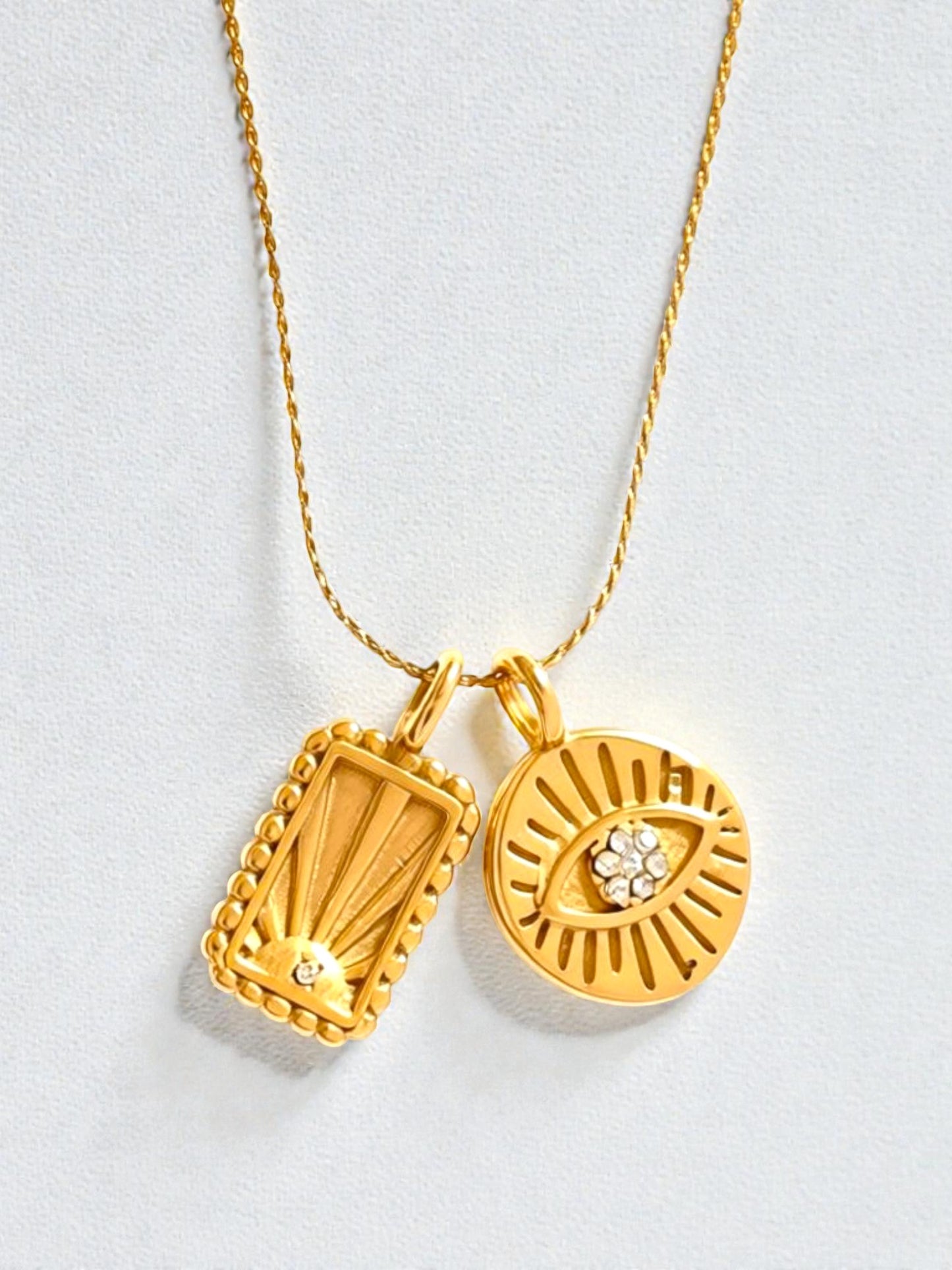 Bright Eyed Charm Necklace in gold by Farrah B