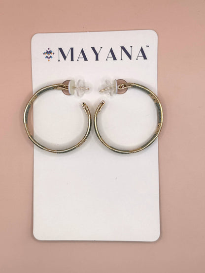 Handwoven Wire and Cord Everyday Hoop Earrings in white by Mayana